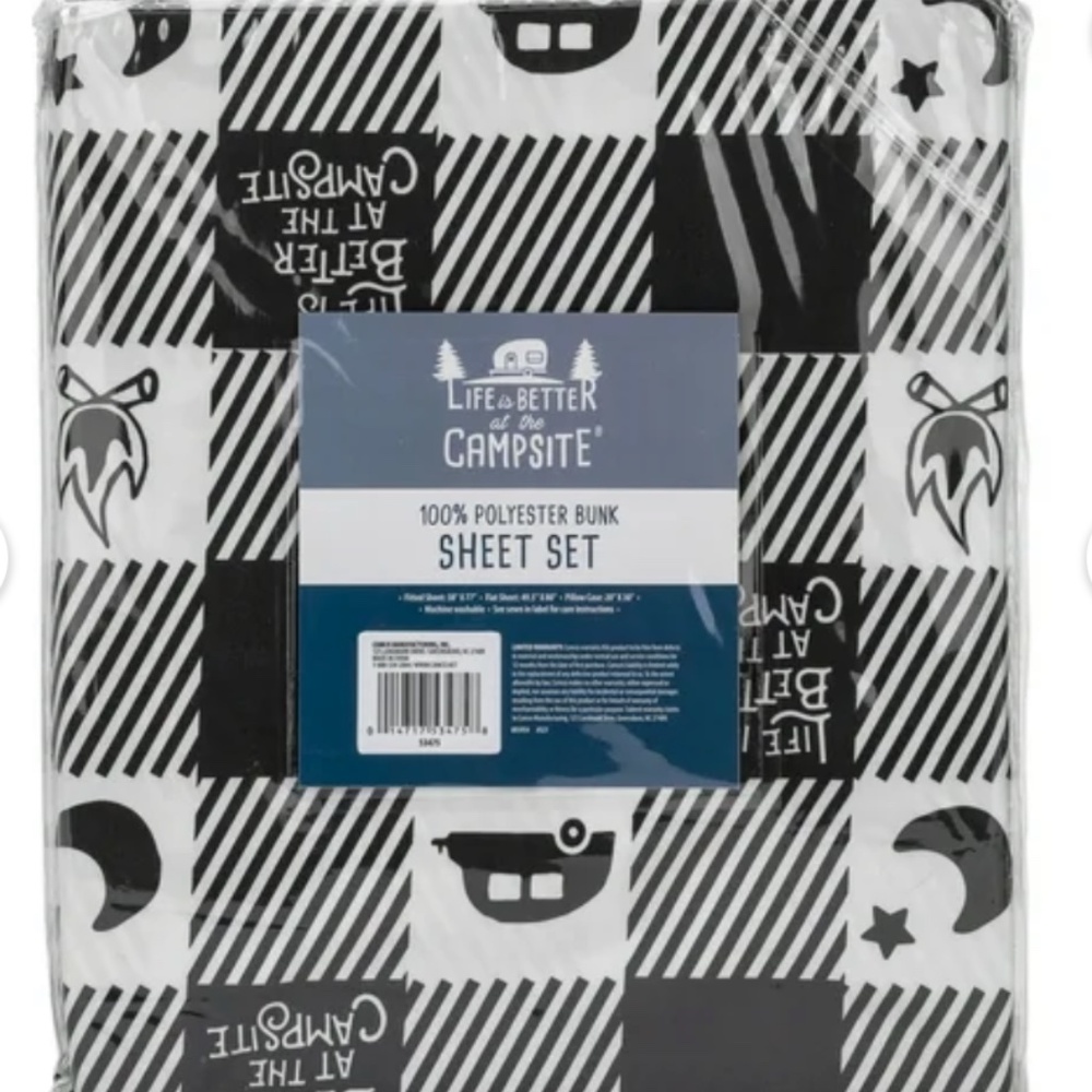 RV bed sheets Black and white buffalo Twin bunk - Picture 3 of 5